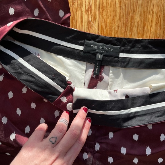 Rag & Bone Emery Polka Dot Pants in Wine - Picture 6 of 6